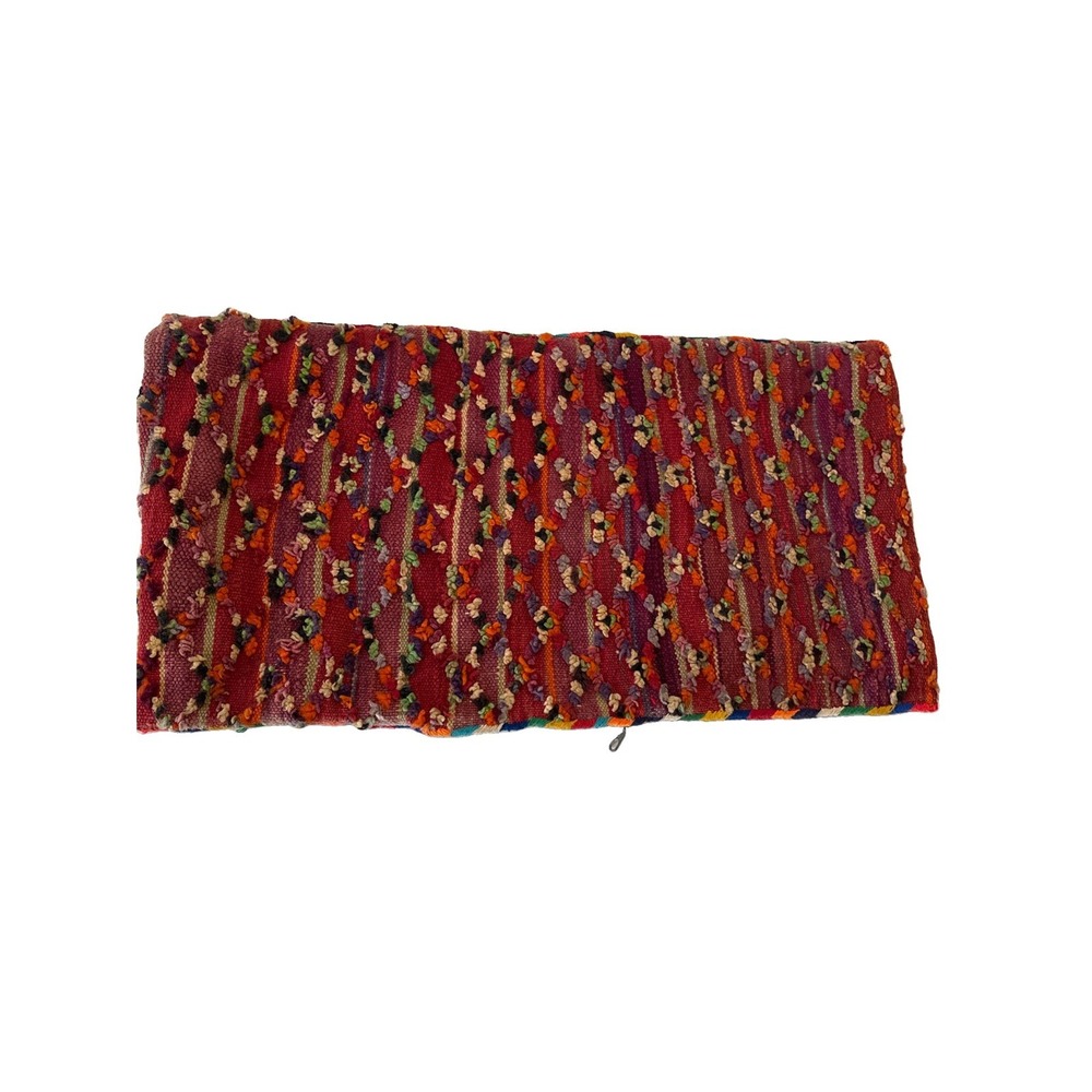 Vintage Moroccan Boucherouite Wool Lumbar Pillow Cover Handmade